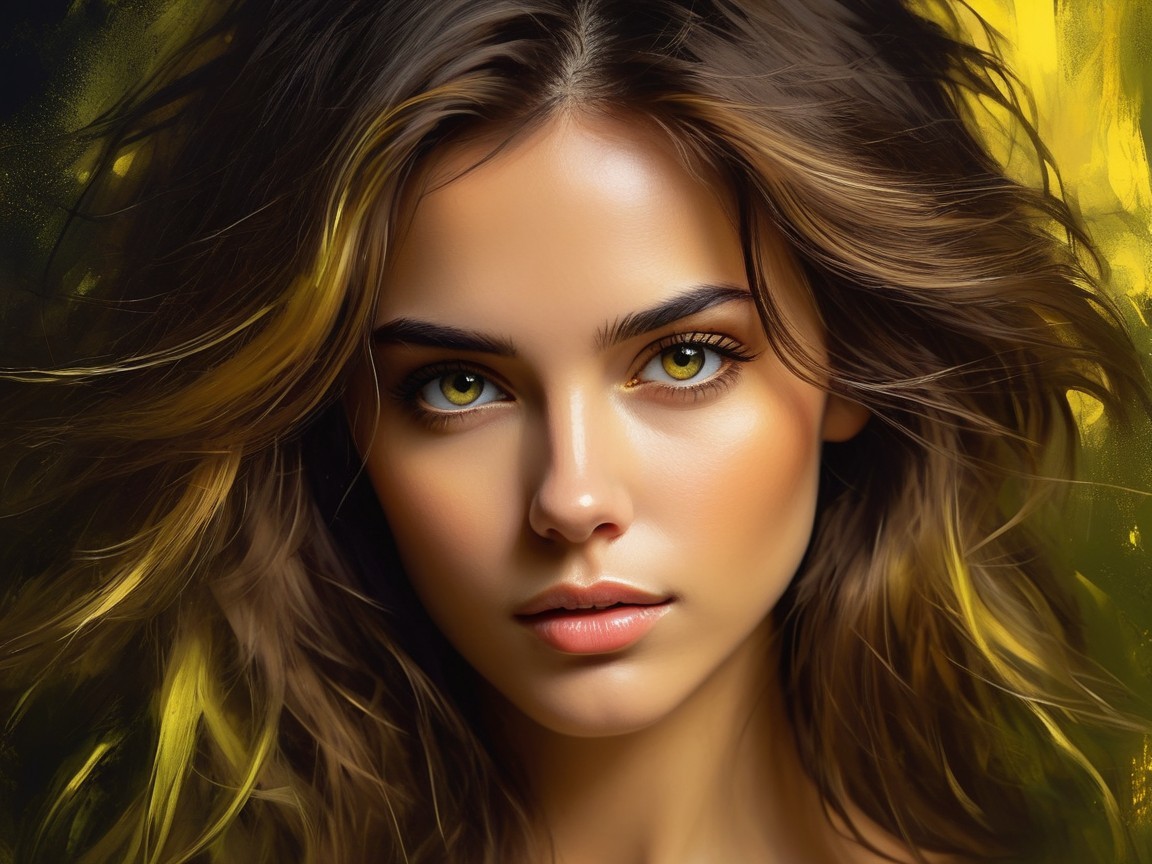 Close-Up Portrait of a Young Woman with Green Eyes