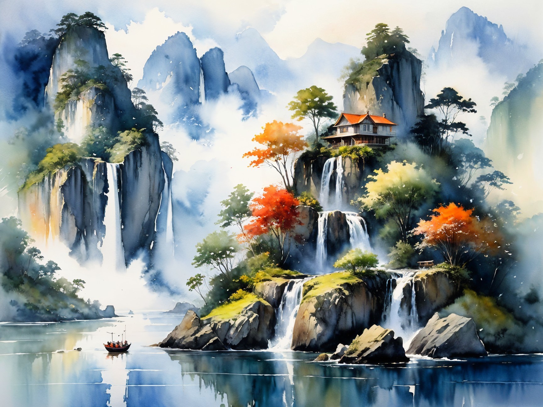 Serene Landscape with Mountains and Tranquil Lake