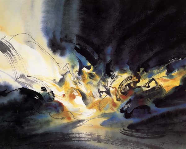 Vibrant Abstract Watercolor with Dynamic Brushstrokes