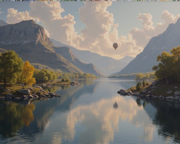 Tranquil Lake Surrounded by Majestic Mountains and Trees