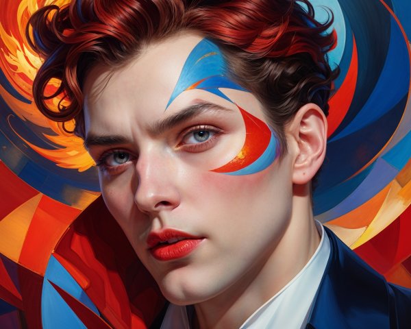 Portrait of a Young Man with Vivid Face Paint