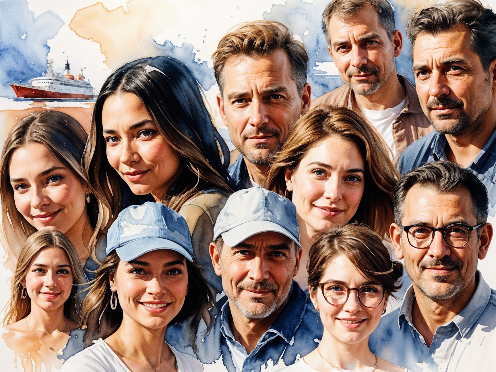 Vibrant Watercolor Montage of Joyful Individuals