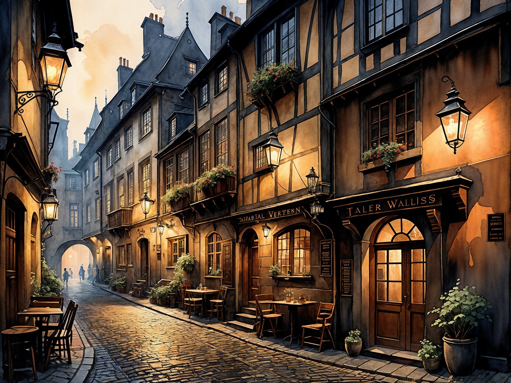 Charming Cobblestone Street in Quaint Village Setting