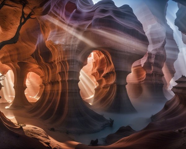 Antelope Canyon's Wavy Sandstone Walls and Light Patterns