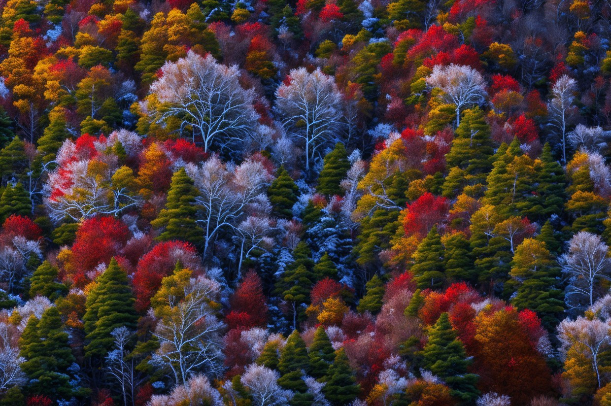 Colorful Autumn Foliage: Red, Orange, and Yellow Leaves on Trees