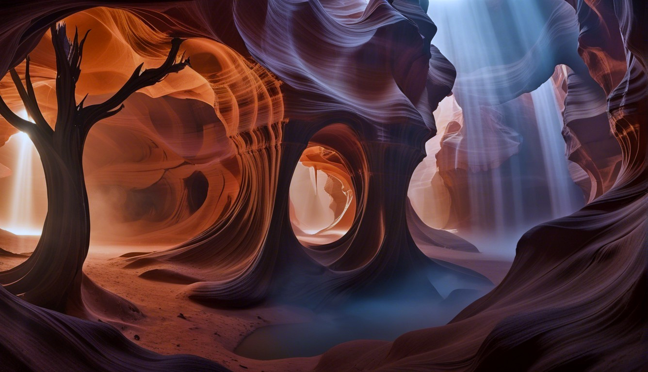 Antelope Canyon with Sandstone Walls and Light Effects