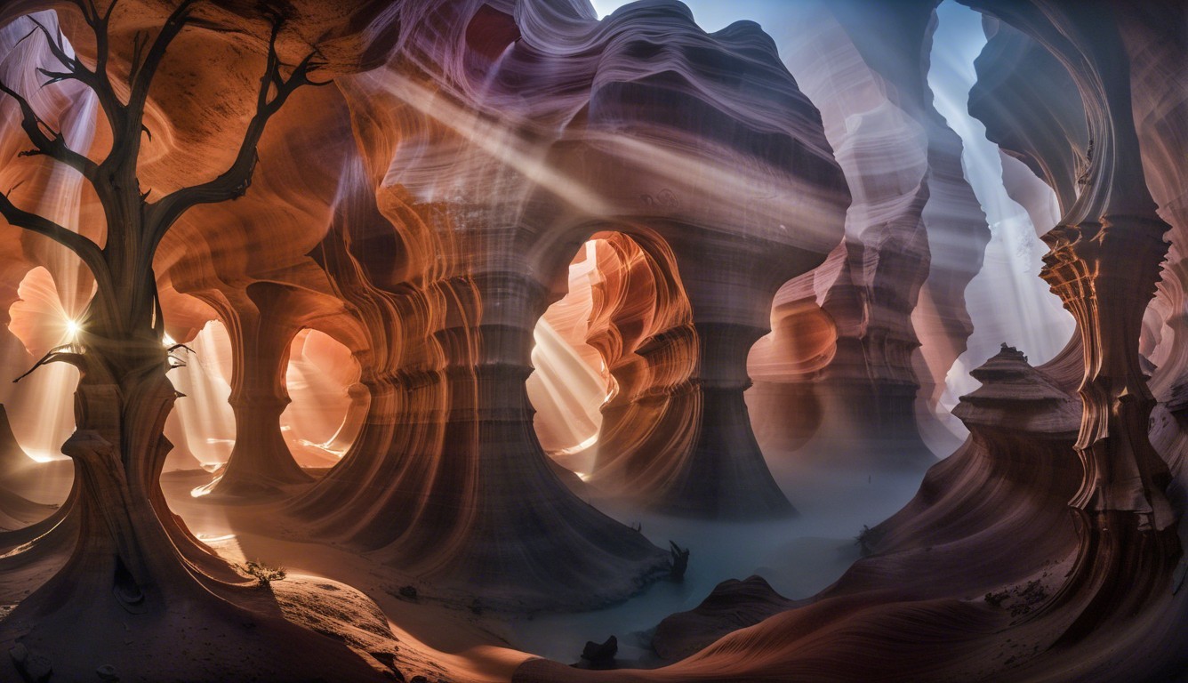 Antelope Canyon's Wavy Sandstone Walls and Light Patterns
