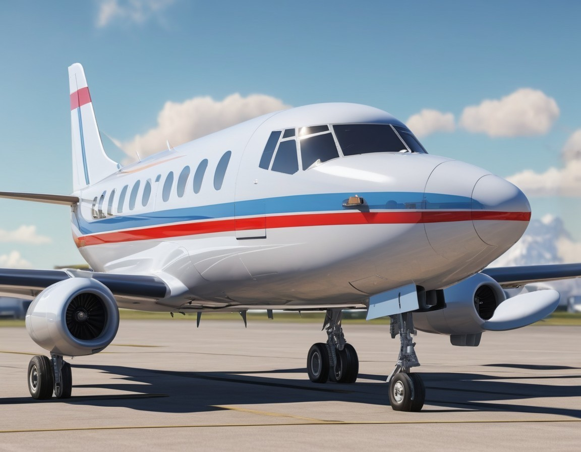 White, Blue, and Red Private Jet Parked on Tarmac