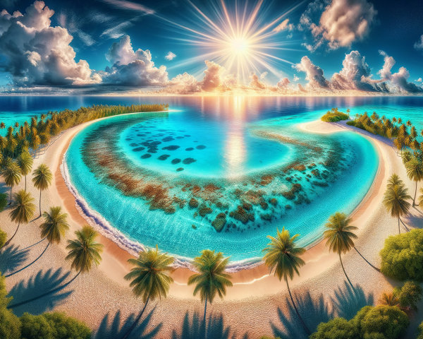 Aerial View of Tropical Beach at Sunset