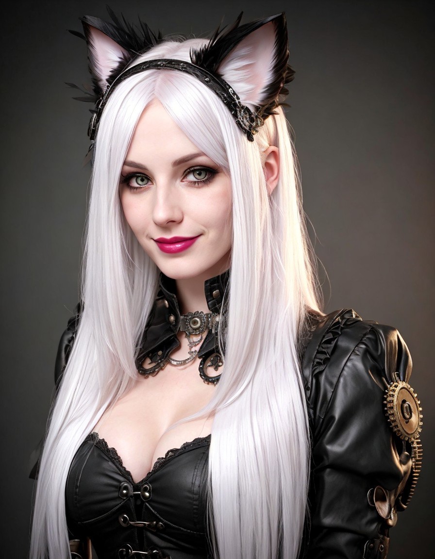 Character portrait of a woman with silvery-white hair
