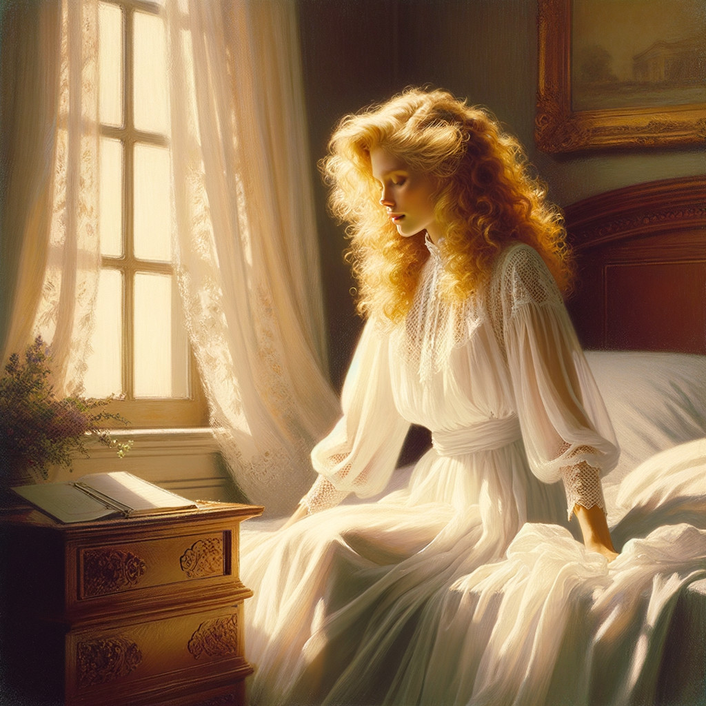 Serene Scene of a Woman in a Softly Lit Room