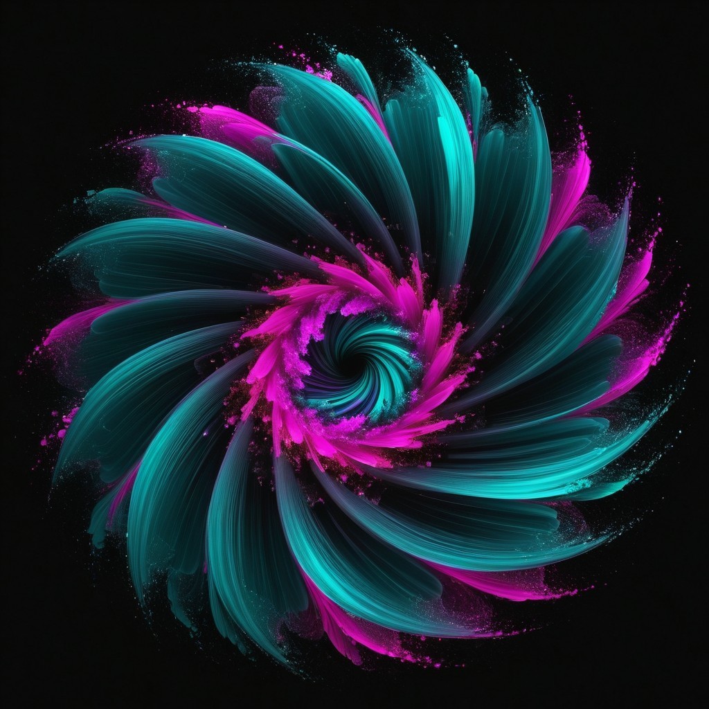 Vibrant Spiral Pattern in Teal and Magenta Colors