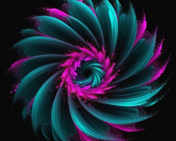 Vibrant Spiral Pattern in Teal and Magenta Colors