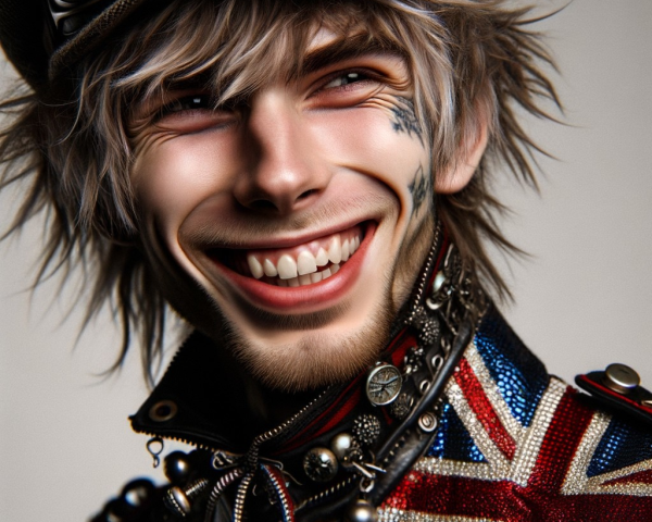 Young man with steampunk style and cheerful smile