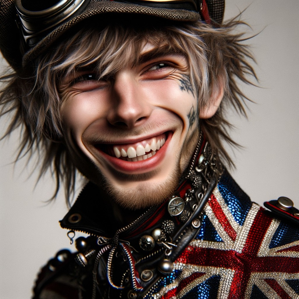 Young man with steampunk style and cheerful smile