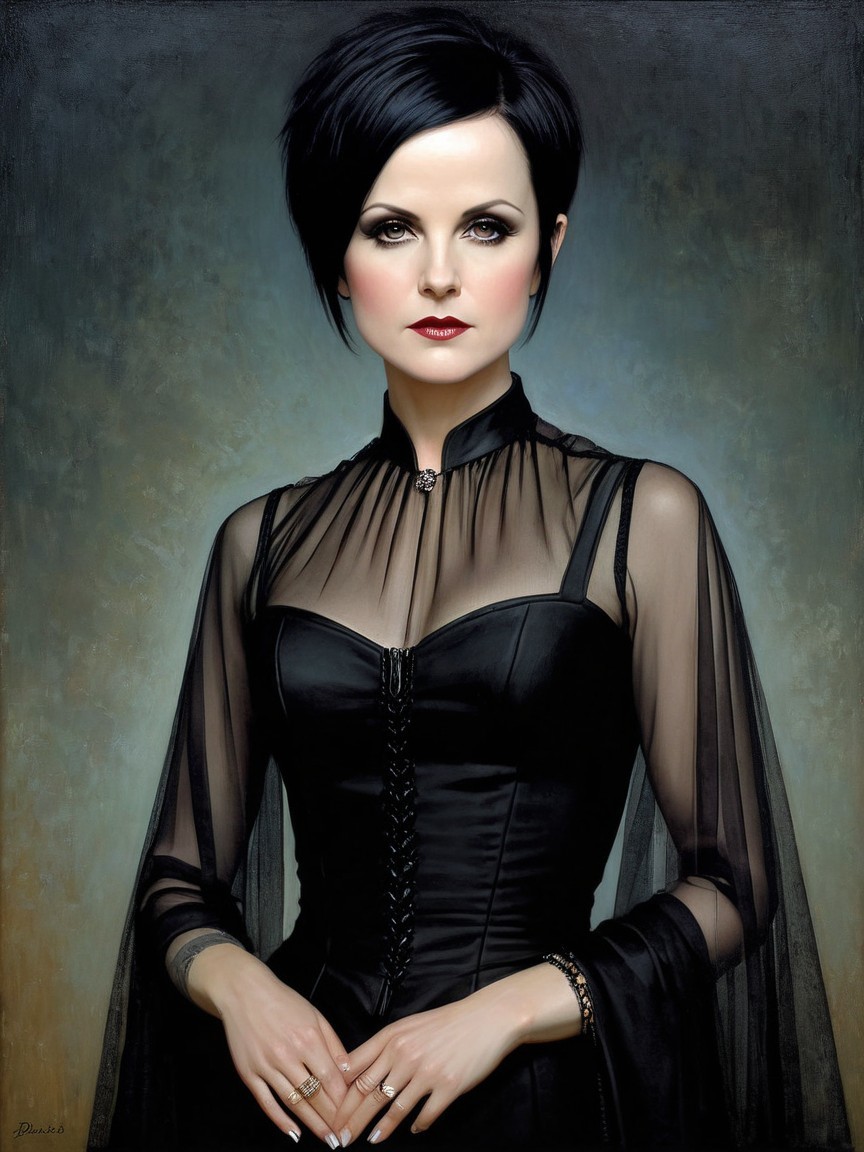 Modern Gothic Aesthetic: Striking Woman in Sheer Gown