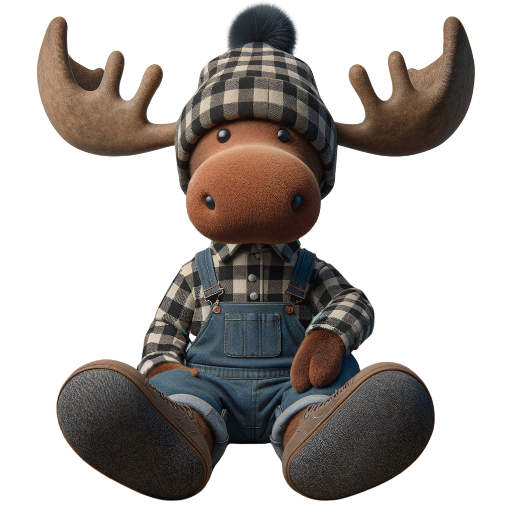 Cute Cartoon Moose Character in Cozy Outfit