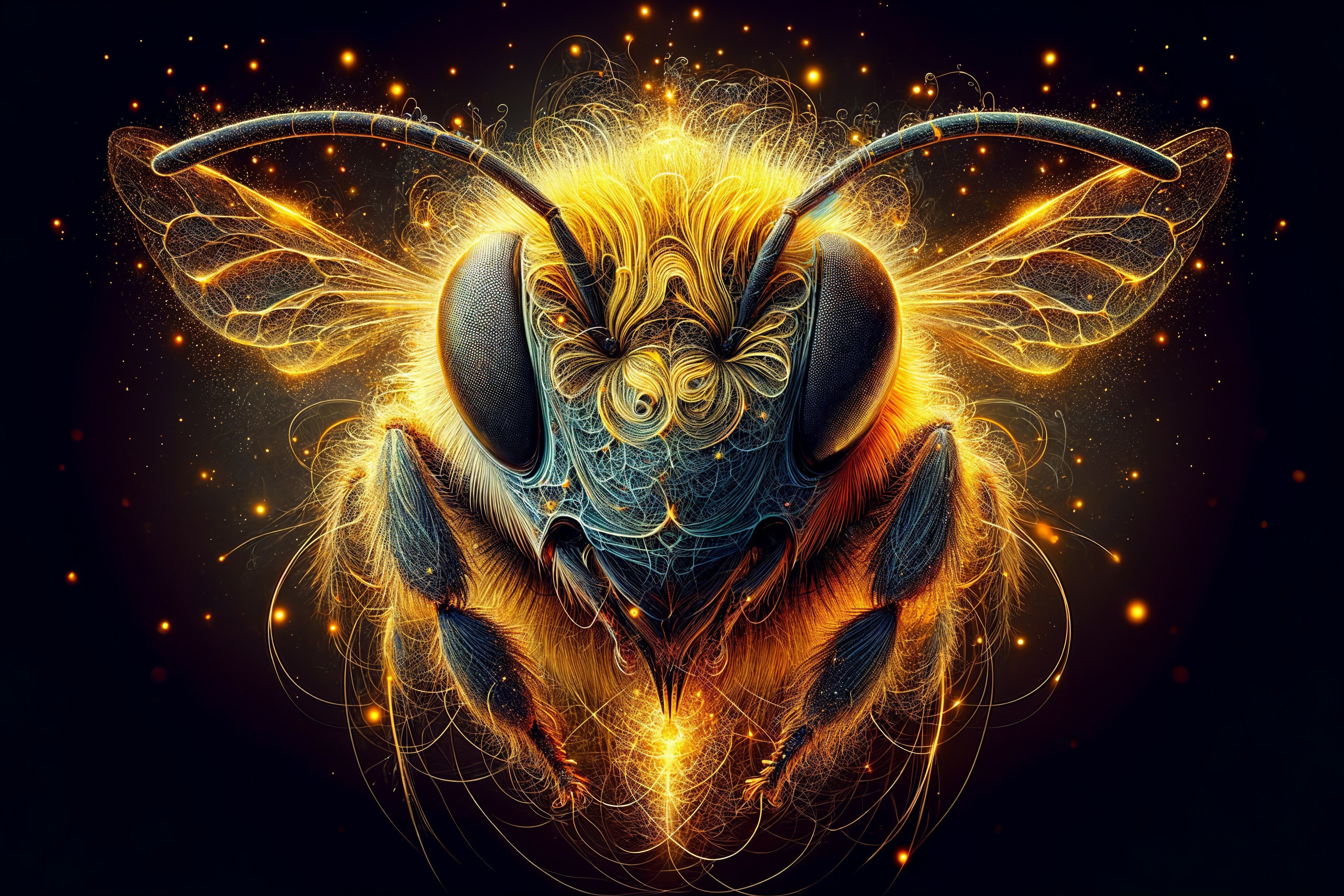 Stylized Illustration of a Luminescent Bee Design
