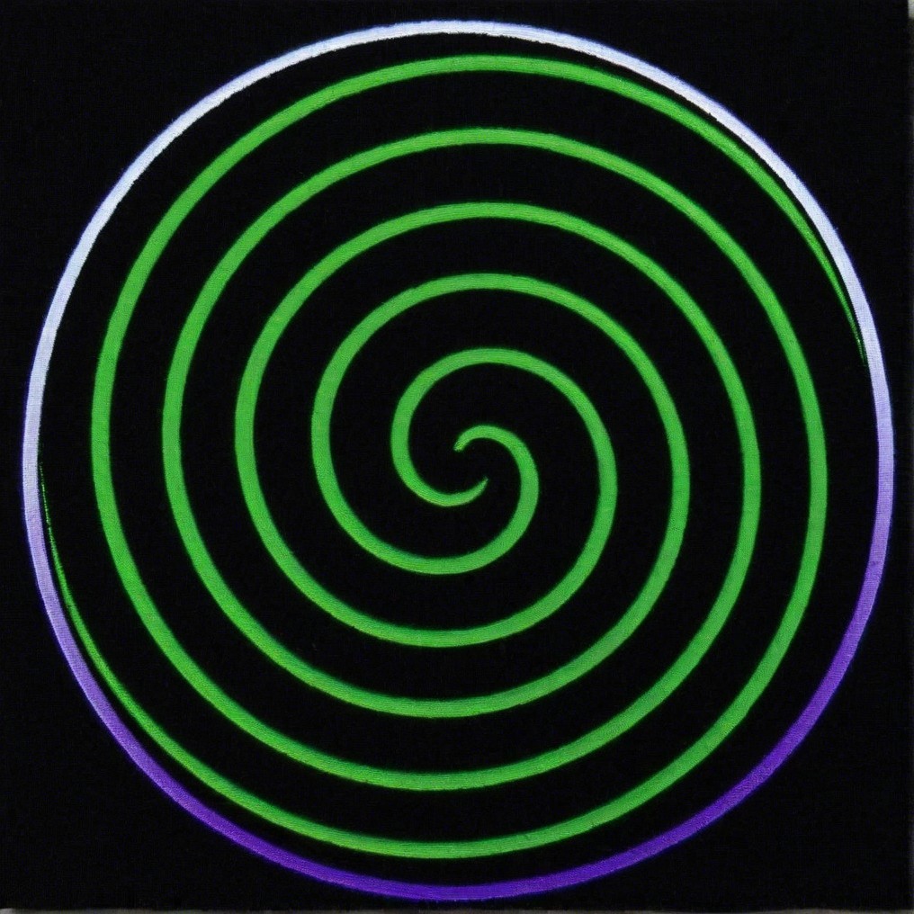 Vibrant Green Spiral Design on Black Background
