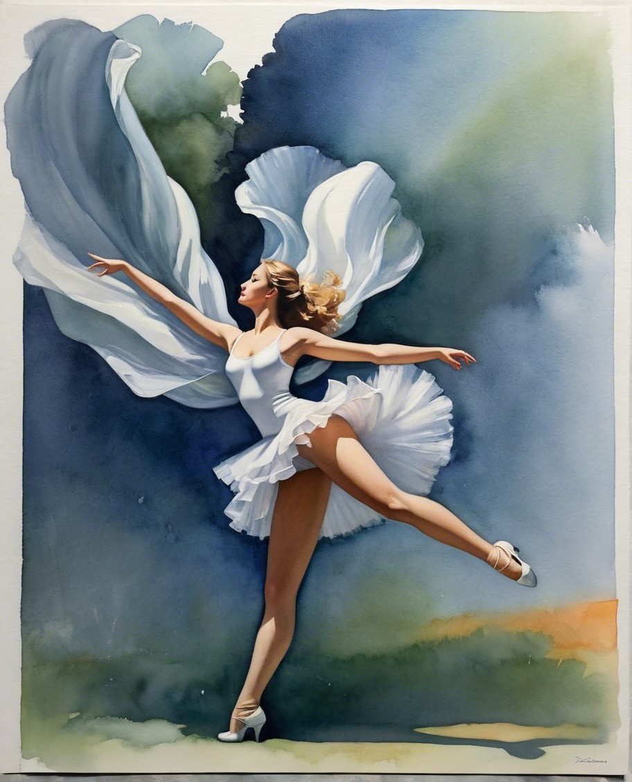 Ballet Dancer in White Tutu Performing Gracefully