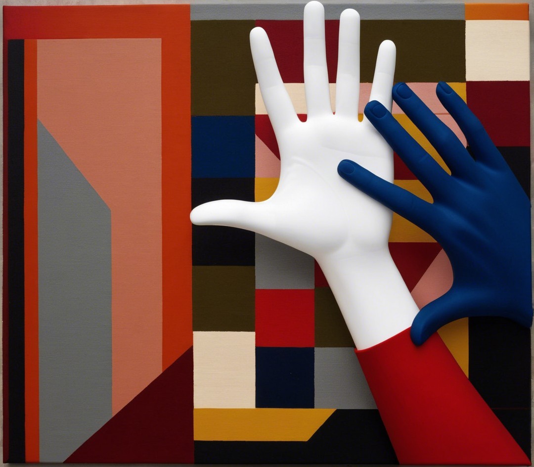 Stylized Hands on Abstract Geometric Background