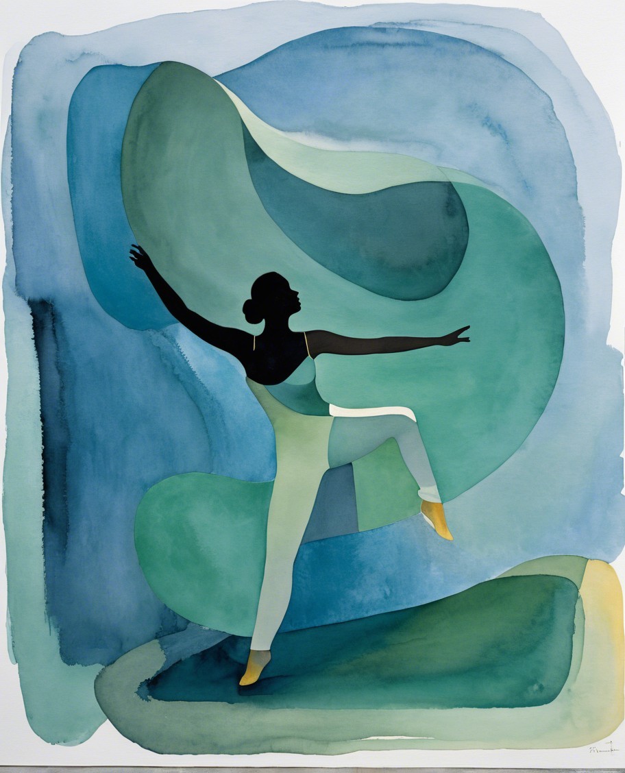 Fluid Silhouette of a Dancer in Ethereal Background