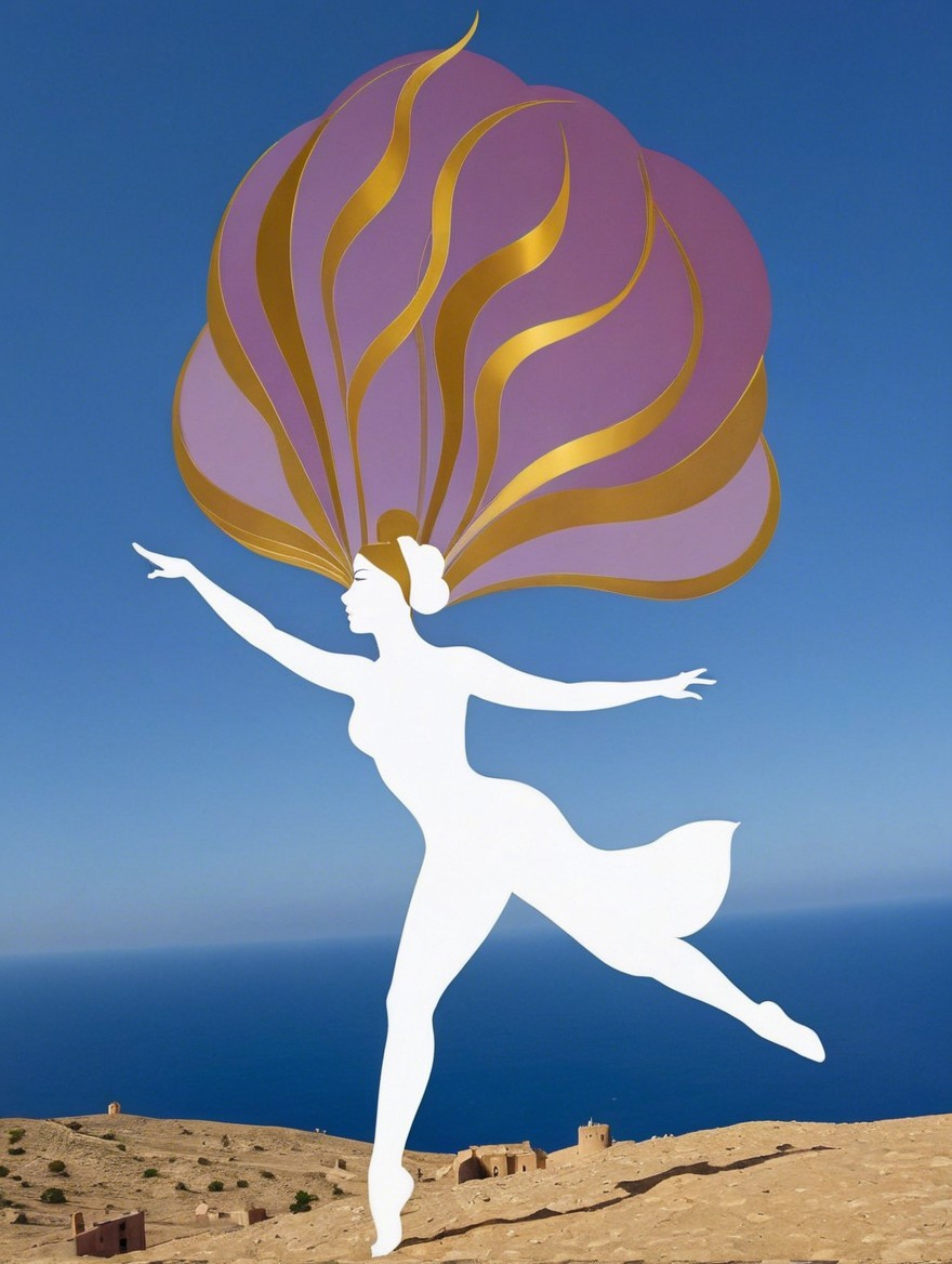 Silhouette of a Dancing Woman Against Blue Sky