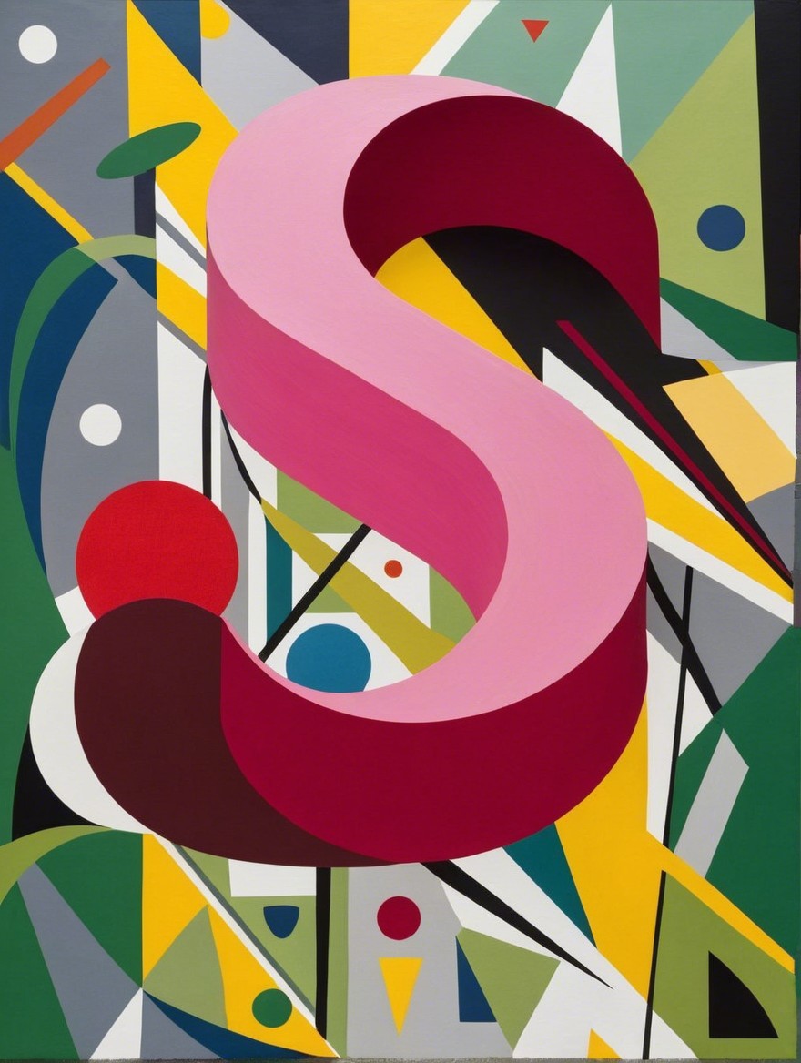 Bold Pink Letter "S" on Dynamic Abstract Background