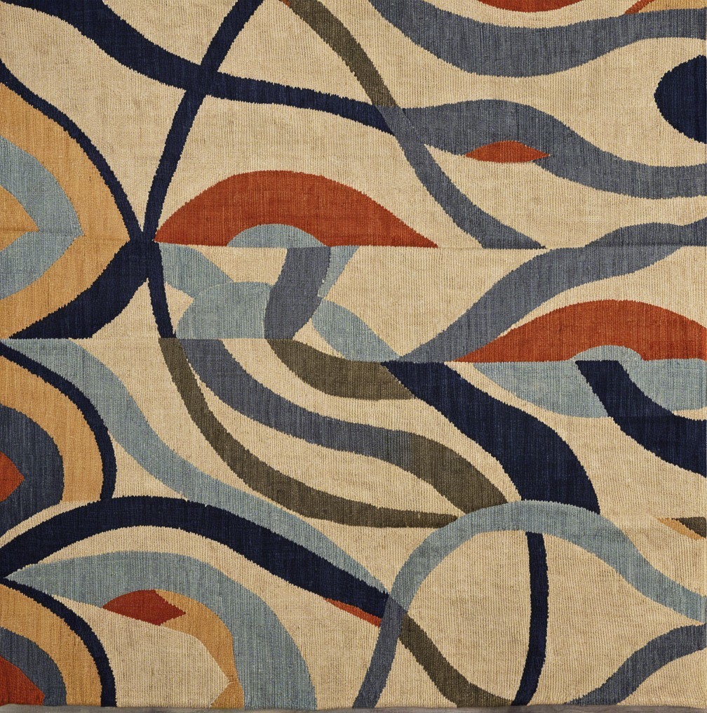 Abstract Textile Design with Wavy Lines and Colors