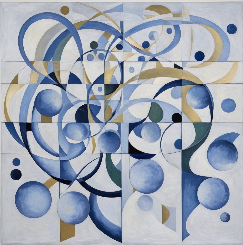 Abstract Composition with Curves and Geometric Shapes