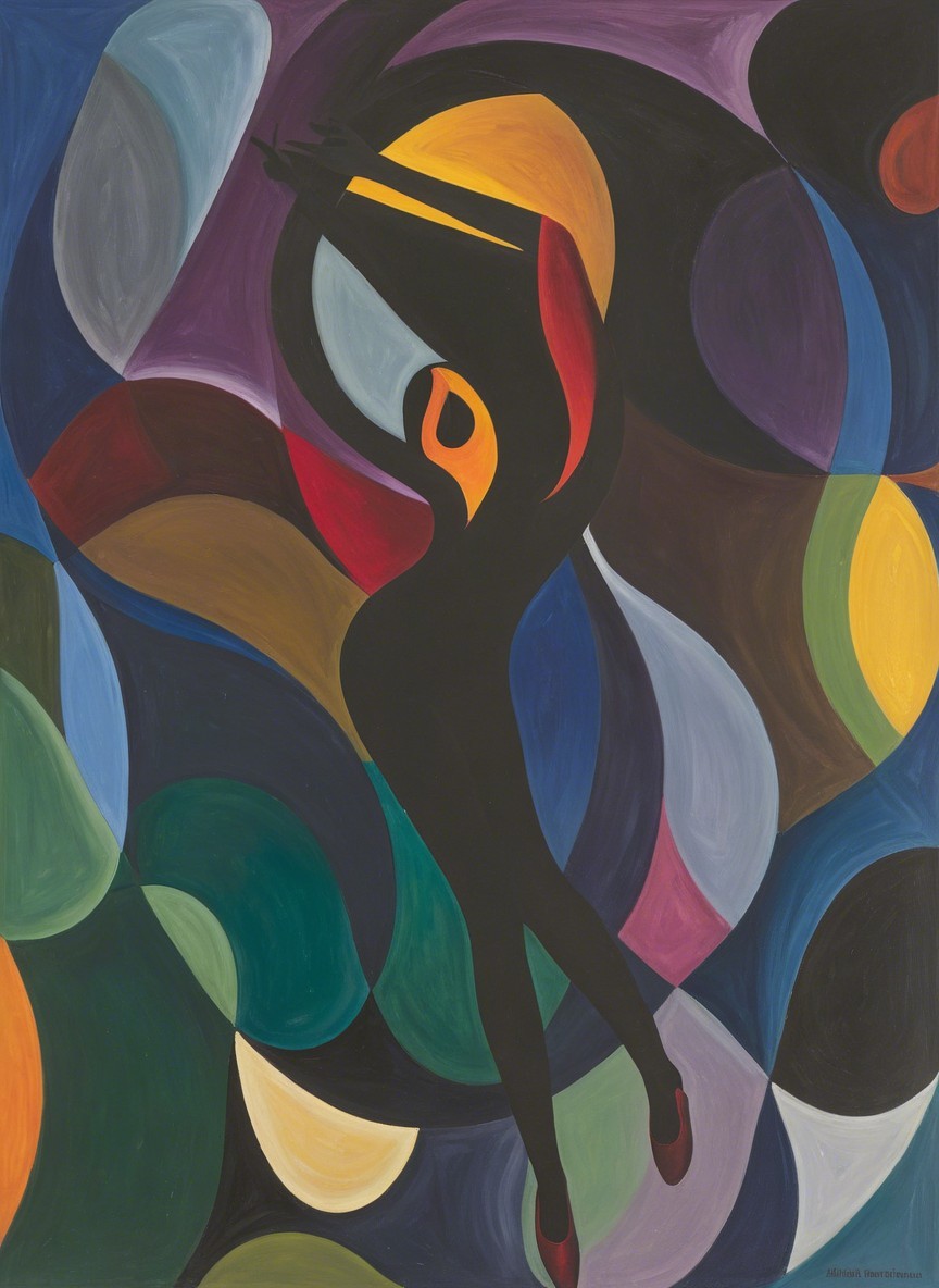 Vibrant Abstract Painting with Dynamic Colors and Shapes