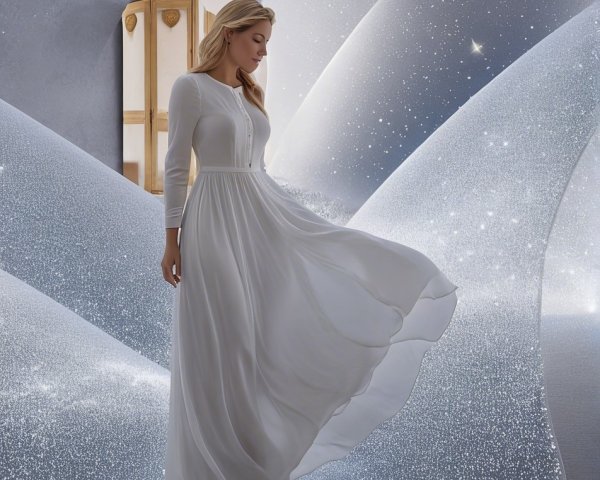Woman in White Dress by Starry Waves Scene