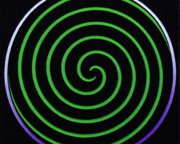 Vibrant Green Spiral Design on Black Background