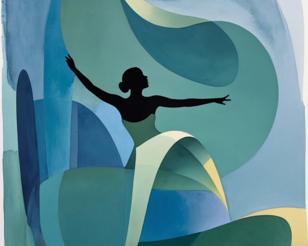 Silhouette of a Dancer with Abstract Background