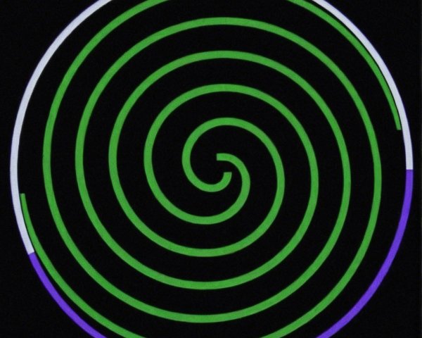 Concentric Spiral Lines in Green, Purple, and White