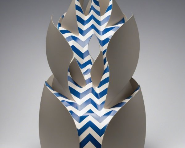 Sculptural Vase with Curved and Zigzag Designs