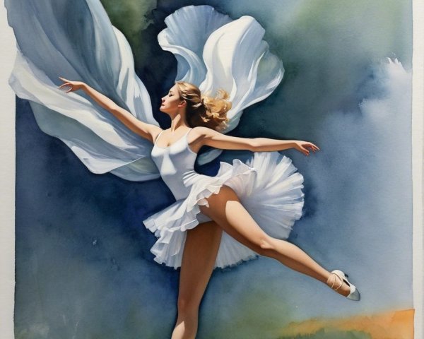 Ballet Dancer in White Tutu Performing Gracefully