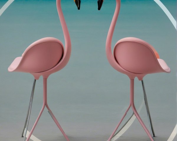 Flamingo-Inspired Chairs with Pink Color and Metal Base