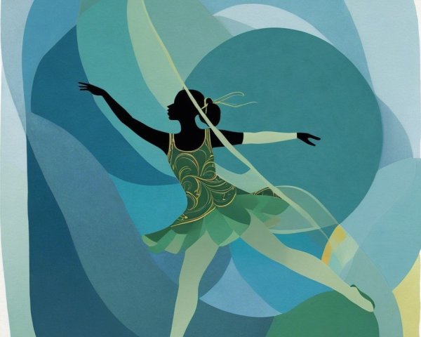 Silhouette of a Dancer in Flowing Motion and Colors