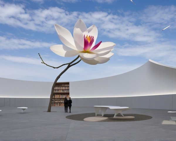 Modern Architectural Library with Futuristic Design Elements