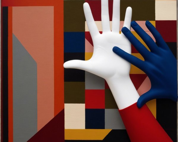 Stylized Hands on Abstract Geometric Background
