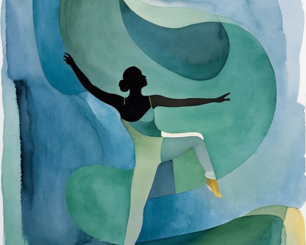 Fluid Silhouette of a Dancer in Ethereal Background