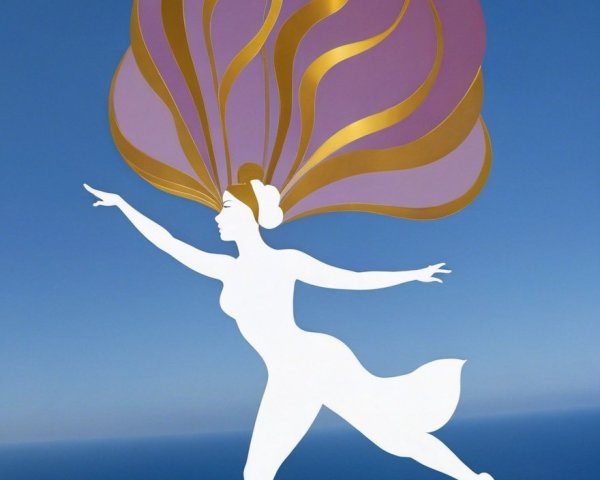 Silhouette of a Dancing Woman Against Blue Sky