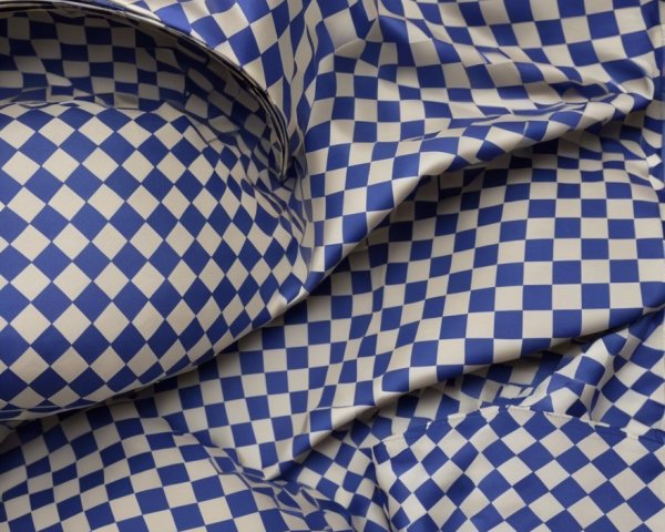 Checkerboard Pattern Fabric in Blue and White