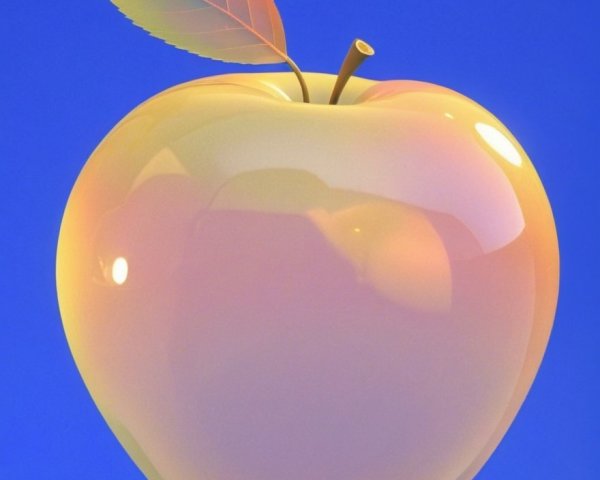 Glossy Apple on Vibrant Blue Background