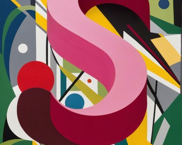 Bold Pink Letter "S" on Dynamic Abstract Background