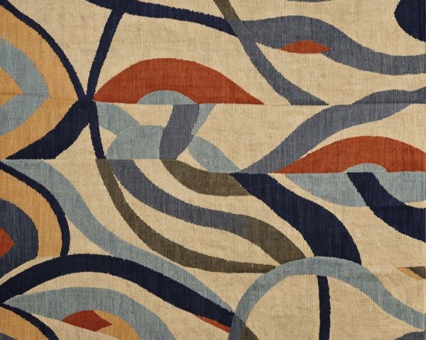 Abstract Textile Design with Wavy Lines and Colors