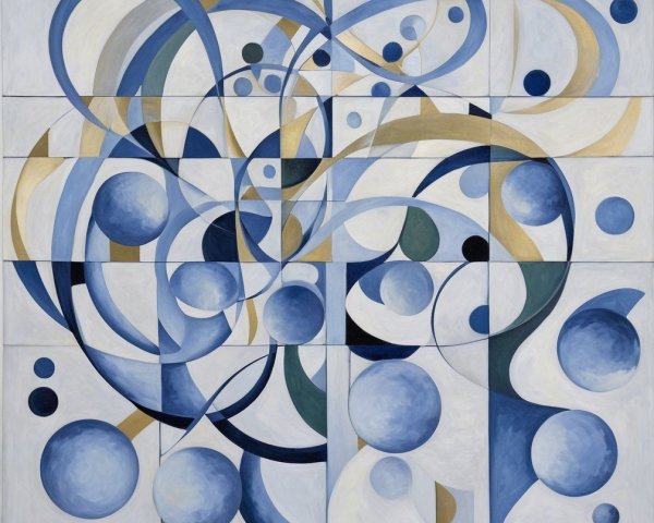 Abstract Composition with Curves and Geometric Shapes