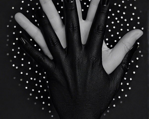 Hands of Different Skin Tones Against Black Background