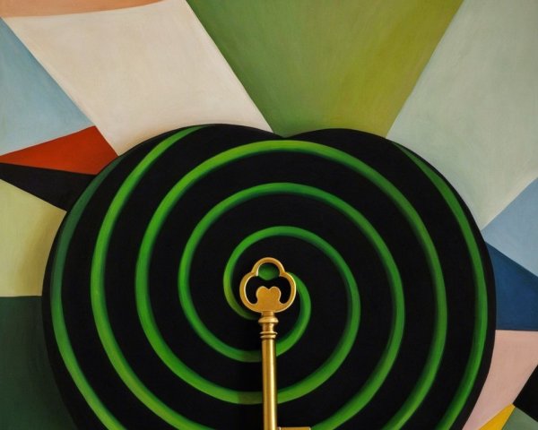 Detailed Painting of Black Heart Vortex with Key